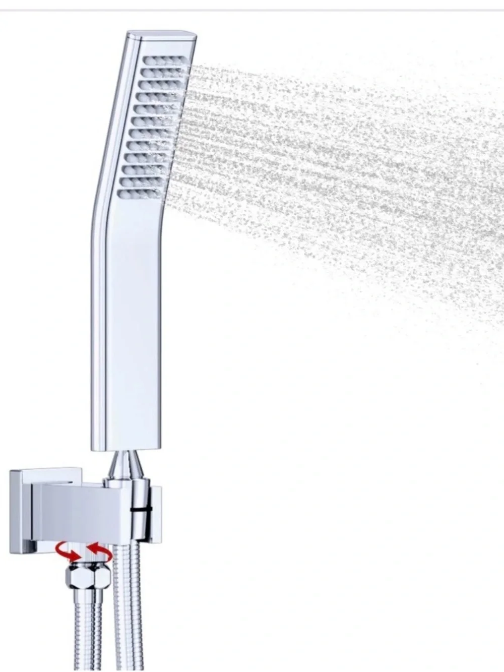 Chrome Hand Held Shower Head with Solid Brass Connector On/Off Flow Control